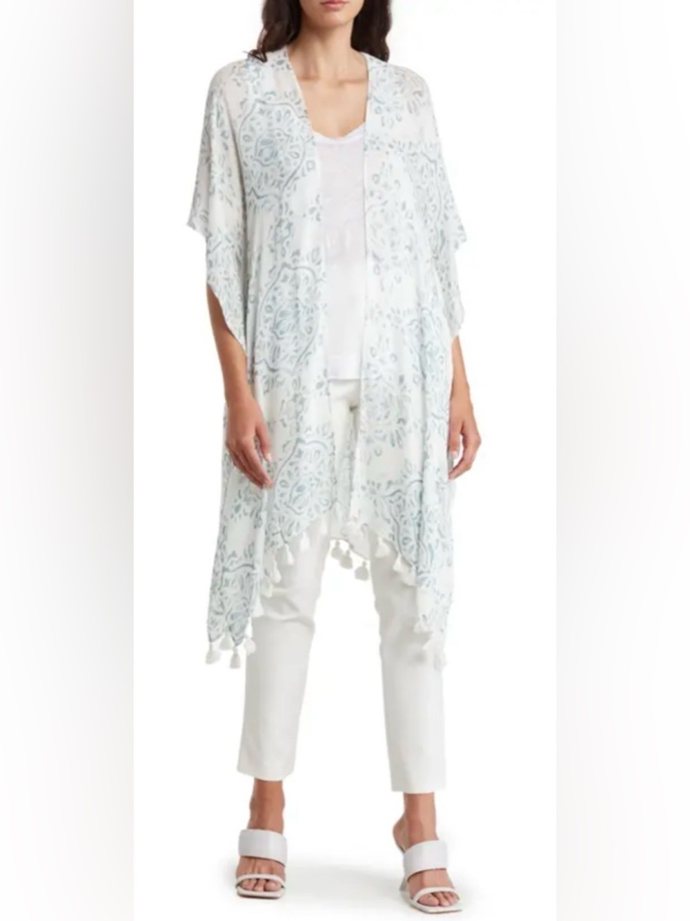 Nordstrom Print Tassel Duster Kimono Coverup